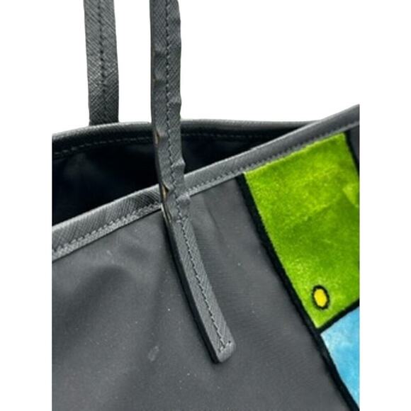 Prada Cahier Nylon Trompe L’oeil Tote*Awesome vintage tote*Mixed media velvet - Picture 7 of 16